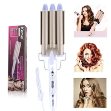 Kemei инструменты для ухода за волосами и укладки утюжок для завивки волос щипцы для завивки волос Вращающийся стиль стайлер для завивки волос керамический бигуди с защитой от ожогов 4