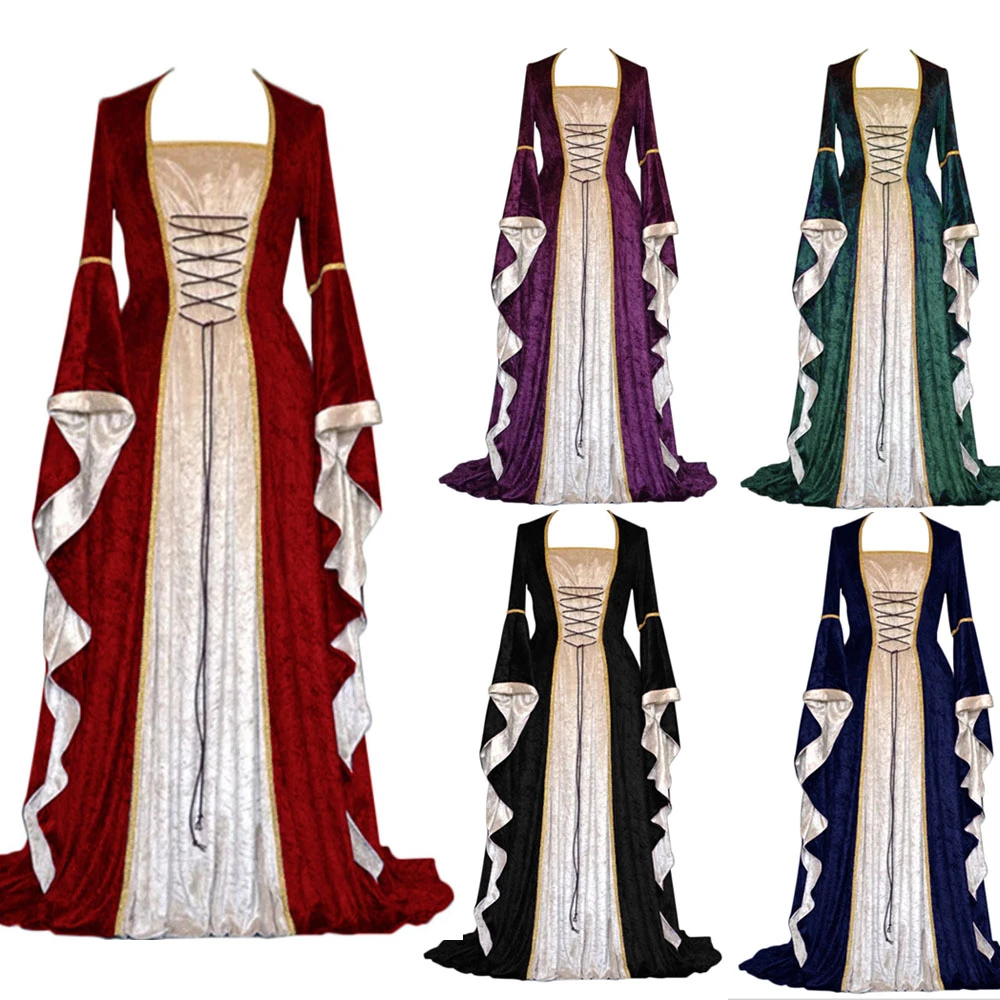 Halloween Women European Medieval Retro Court Princess Queen Costume