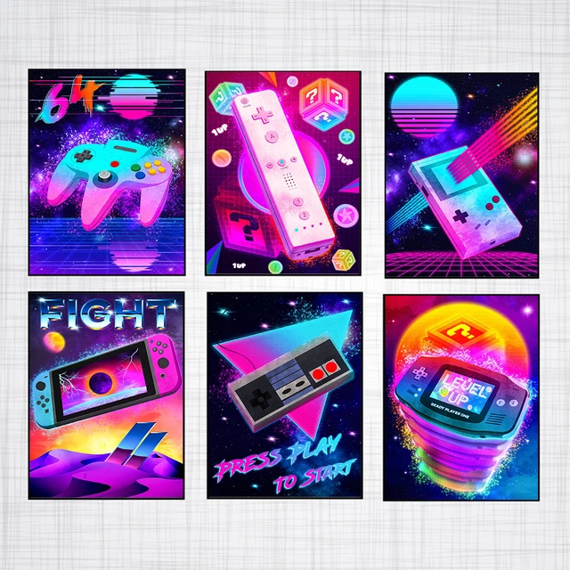 Retro Game Poster Canvas Painting Gaming Art Print Gamer Posters And Prints  Nordic Wall Picture For Playroom Boy Room Decoration - AliExpress