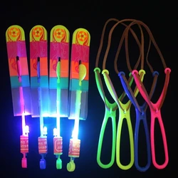 Jouet de fronde pour enfants, Flash de fusée, lumière LED, nuit lumineuse, hélicoptère rotatif élastique, 10 pièces 