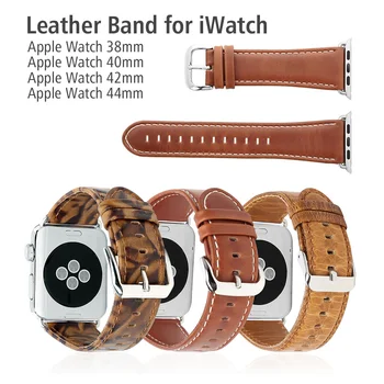

Retro Brown Band for iWatch 44/42mm Genuine Leather Replacement Wrist Strap Compatible for Apple Watch Series 5 4 3 2 1 38/40mm