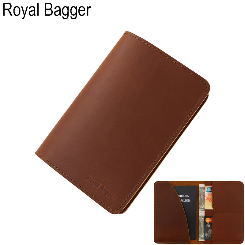 Royal Bagger сумка для паспорта короткий кошелек мужчин повседневный Crazy Horse кожа