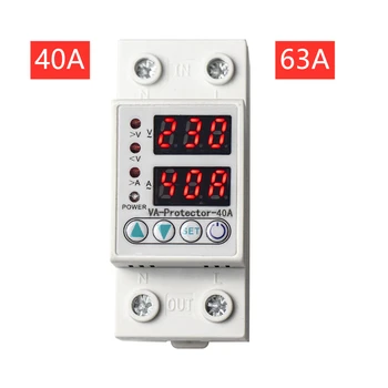

Home Usage Dual LED Display 40A 63A Din Rail 230V Adjustable Voltage Surge Protector Relay with Limit Current Protection