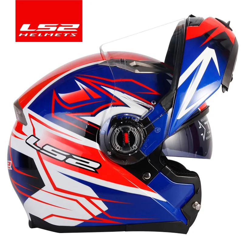 Original LS2 ff370 Flip up motorcycle helmet dual shield with-inner sunny lens LS2 modular dual lens visor capacete casco moto - Цвет: 5