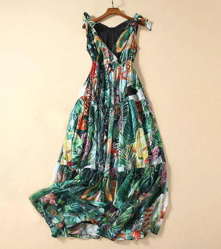 2020 Zomer vrouwen hoge kwaliteit chiffon jurk mode flroal print V-hals maxi jurk verjaardagsfeestje jurk B312 2020 Zomer vrouwen hoge kwaliteit chiffon jurk mode flroal print V-hals maxi jurk verjaardagsfeestje jurk B312