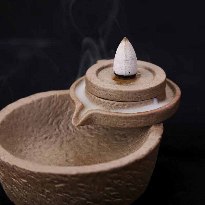 

Small Stonewashed Reverse Flow Incense Sandalwood Chinese Eaglewood "Incense Burner Mountain Stream Kiln Baked Ceramic View Ince