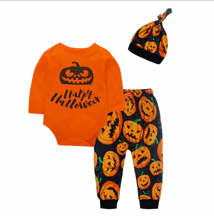 Halloween Baby Clothing Long-sleeved One-piece Dress Three-piece Baby Crawling Clothes Children's Clothing Spring and Autumn