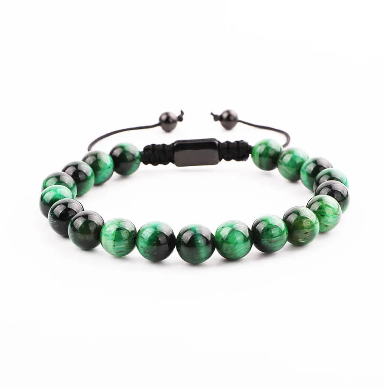 New Men Bracelet Natural Stone Green Tiger Eye Beads Simple Design Friendship Macrame Bracelet Men Jewelry Gift