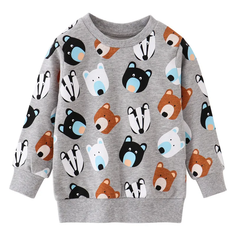 

Jumping Meters Boys Girls Sweatshirts with Animals Print Hot Selling Children Cotton Tops for Autumn Spring Toddler Clothing