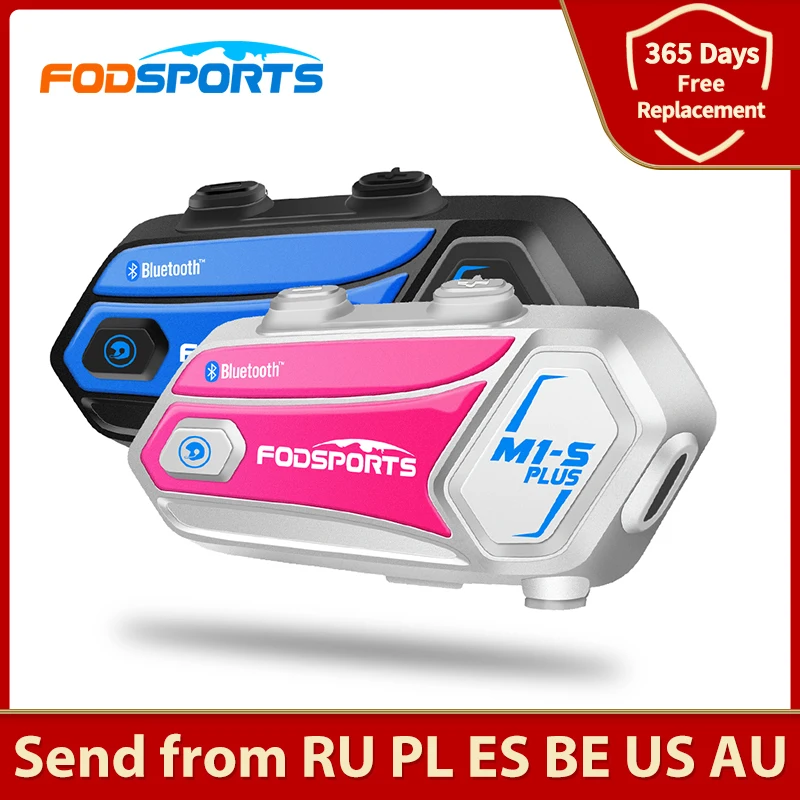 US $144.99 Fodsports 2 pcs M1S Plus Helmet Intercom Motorcycle Bluetooth Headset Intercom Wireless BT Interphone FM music sharing