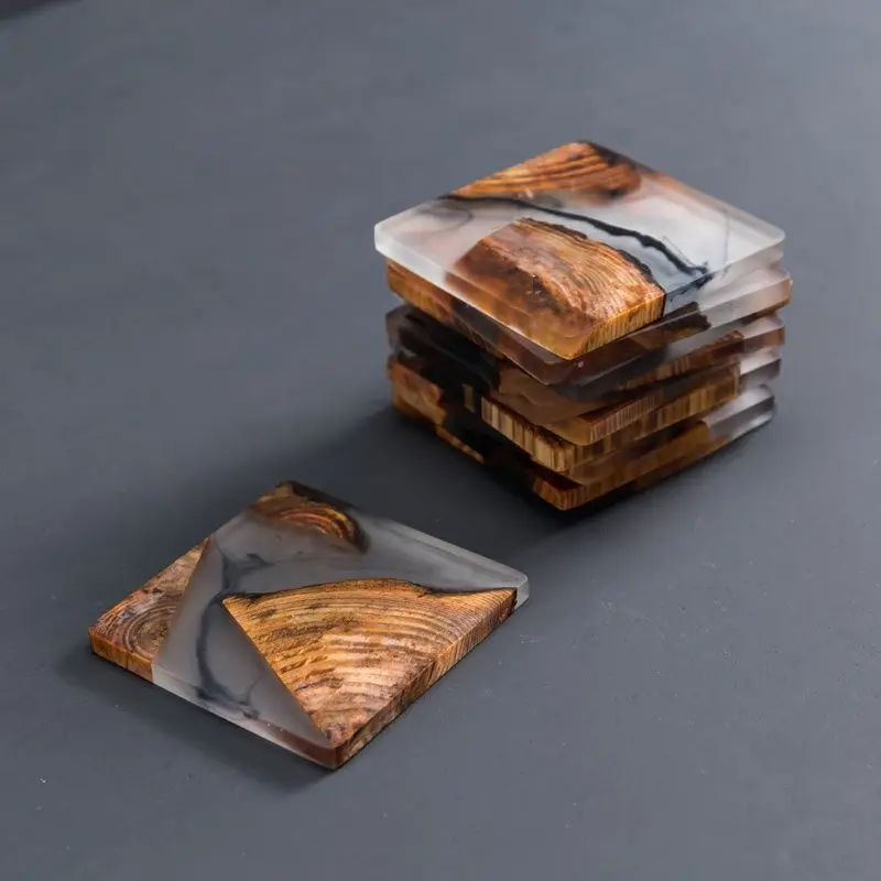 Resin Tableware Non-Slip Insulation Mat Coasters Square Thicken Cup Mats Pads Heat-insulated Bowl Placemat Home Decor Desktop | Дом и сад