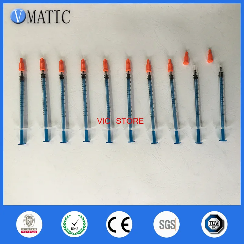 Free Shipping 10 Sets/ Lot Dispensing Syringes 1cc 1ml Plastic Syringe With Orange Color Cap Stopper | Обустройство дома