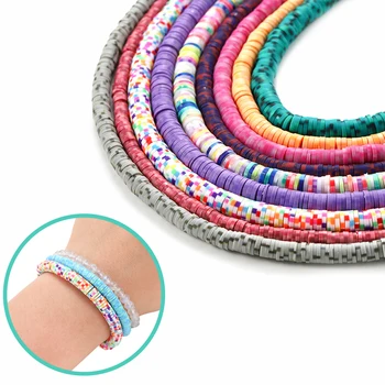 

15Inch 4-8mm Mixed Color Chip Disk Loose Spacer Beads Flat Round Polymer Clay Beads For DIY Jewelry Making Bracelet Findings