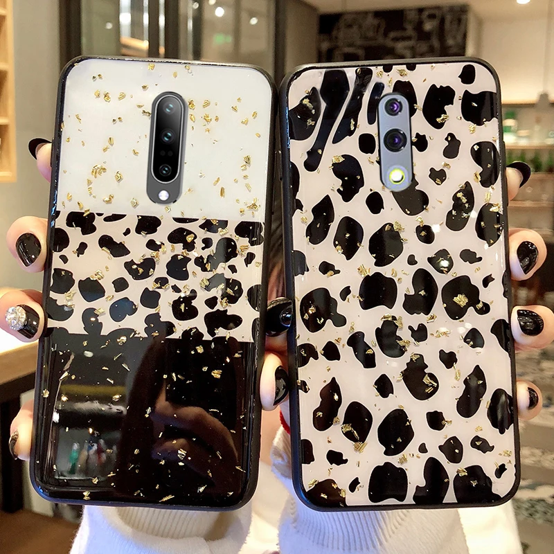 

TRISEOLY For Oneplus 7 Pro Case Luxury Gold Foil Leopard Back Cover Soft TPU Case For Oneplus7 Oneplus 7 Case