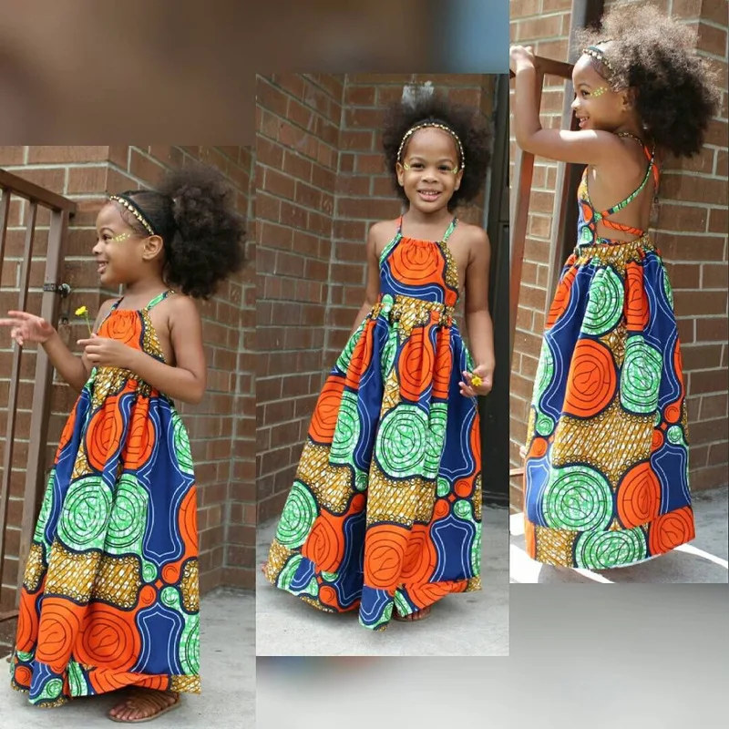 Модная африканская одежда новинка 2020 летнее платье на бретелях без рукавов с