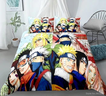 

Fashion Naruto 3D Pattern Bedding Set Cartoon Digital Printing Japan Anime Duvet Cover Set Pillowcase Adults Kids Bedroom Decor