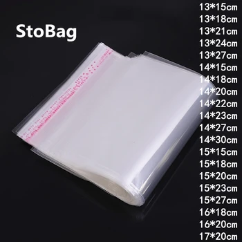 Stobag-Bolsa de plástico transparente con tira autoadhesiva, accesorio de polipropileno ideales para empaque de accesorios de joyería, dulces, embalaje, galletas, 100 uds.