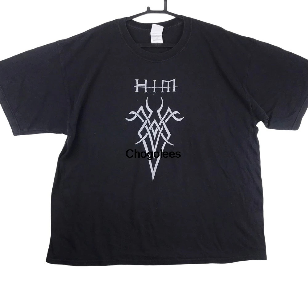 Винтажная футболка с металлическим ремешком He Ghotic Black X LARGE Oy сердцевидная TopsTees |