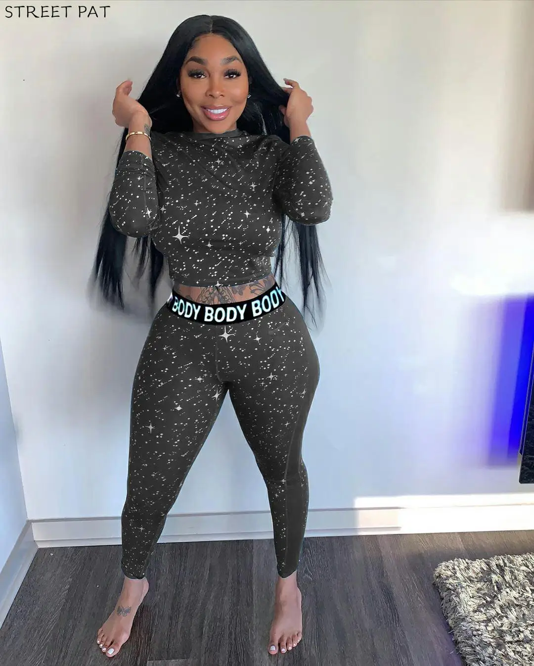 

Autumn 2 Two Piece Set Women Outfits Activewear Fitness Elastic Crop Top Leggings Women Matching Set Tracksuit Female