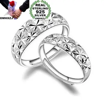 

OMHXZJ Wholesale European Fashion Woman Man Party Wedding Gift Silver Lovers Star Shiny Resizable 925 Sterling Silver Ring RR248