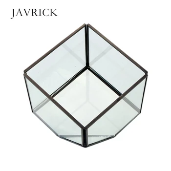 

Women Jewelry Storage Box Micro Landscape Crafts Geometric Shape Glass Flower Room Cover Nordic Decoration