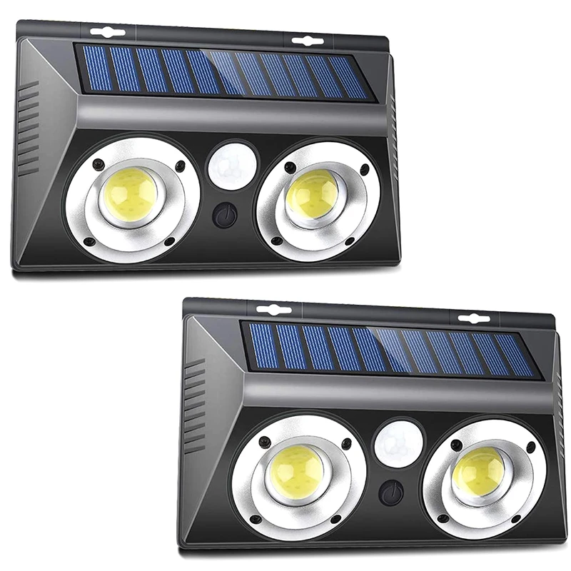 

2 Pack Outdoor-Motion-Sensor-Security-Light Wireless COB Solar Powered Security Light IP65 Waterproof Solar Garage Light for Dri