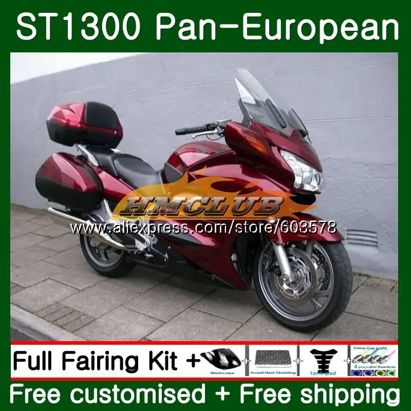 Комплект для HONDA ST1300 Pan Европейский 00 01 02 03 04 05 06 фабрика красная 90CL. 7 STX1300 ST-1300 ST 1300 07 08 09 10 11 12 13 обтекатель