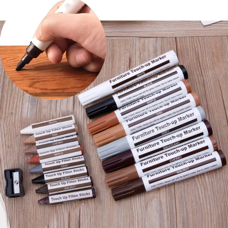 17Pcs Furniture Touch Up Kit Markers & Filler Sticks Wood Scratches Restore  Kit - AliExpress