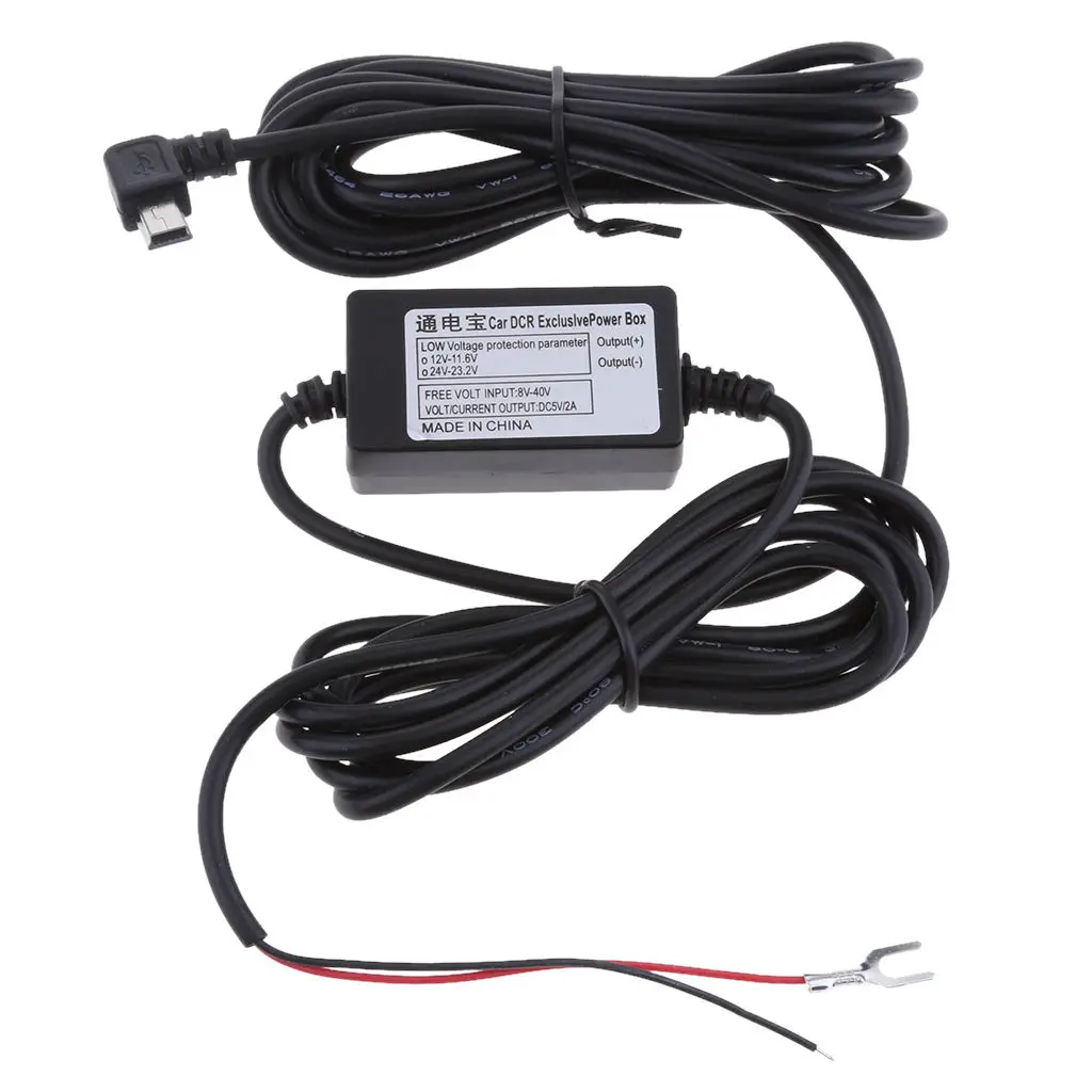 Premium 12/24V to 5V Car Cam Hardwire Kits Right Bend Mini USB CableCables, Adapters & Sockets