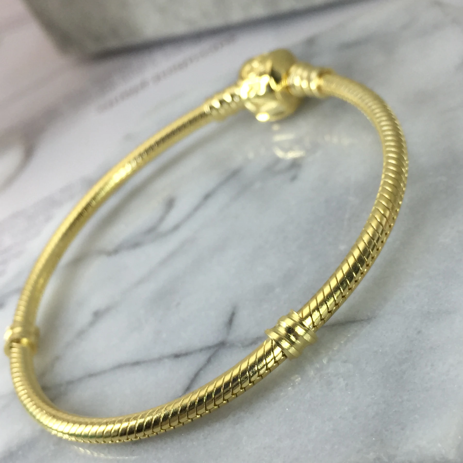 925 пробы Серебряный Классический момент змея цепной золотой браслет женский шарм мода DIY Ювелирные изделия