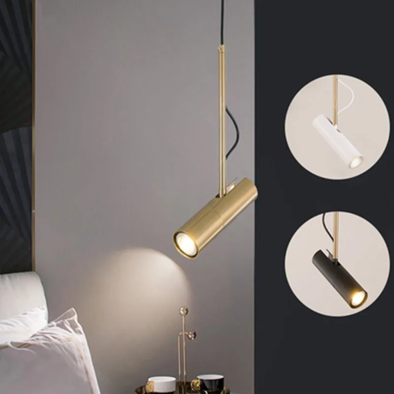 

modern design pendant light LED Spot Light Fixture Nordic luminaire white/black bedside lamp hanging spotlight designer lighting