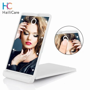 

Foldable Makeup Mirror Touch Screen Portable 3X Magnifyiny Compact Pocket Cosmetic Mirror With Illumination 2 Sided 8 LED Lights
