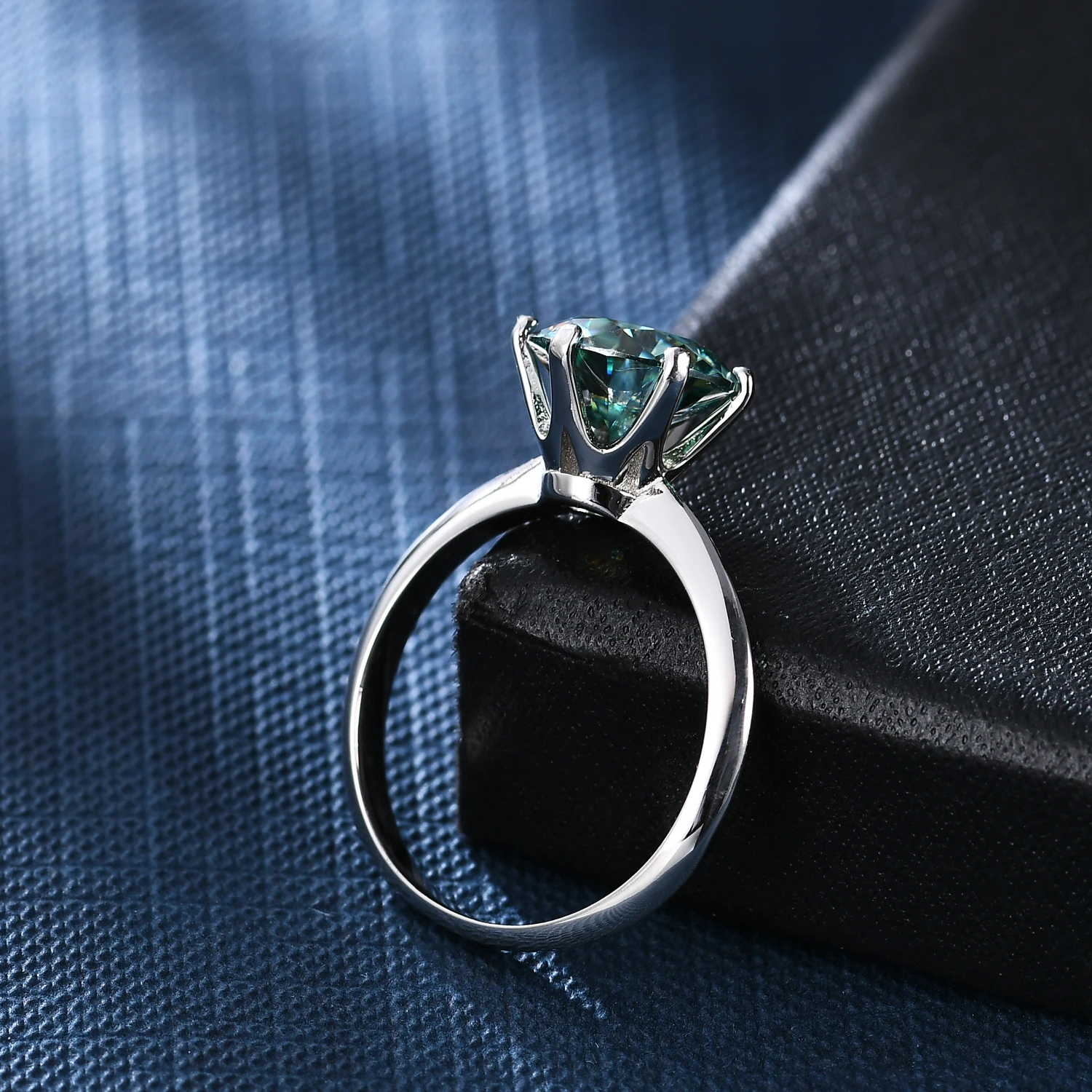 RICA FELIZ 925 Sterling Silver Green Moissanite Ring 1ct 2ct 3ct Round Green Moissanite Solitaire Engagement Rings For Women RicaFeliz • 2022