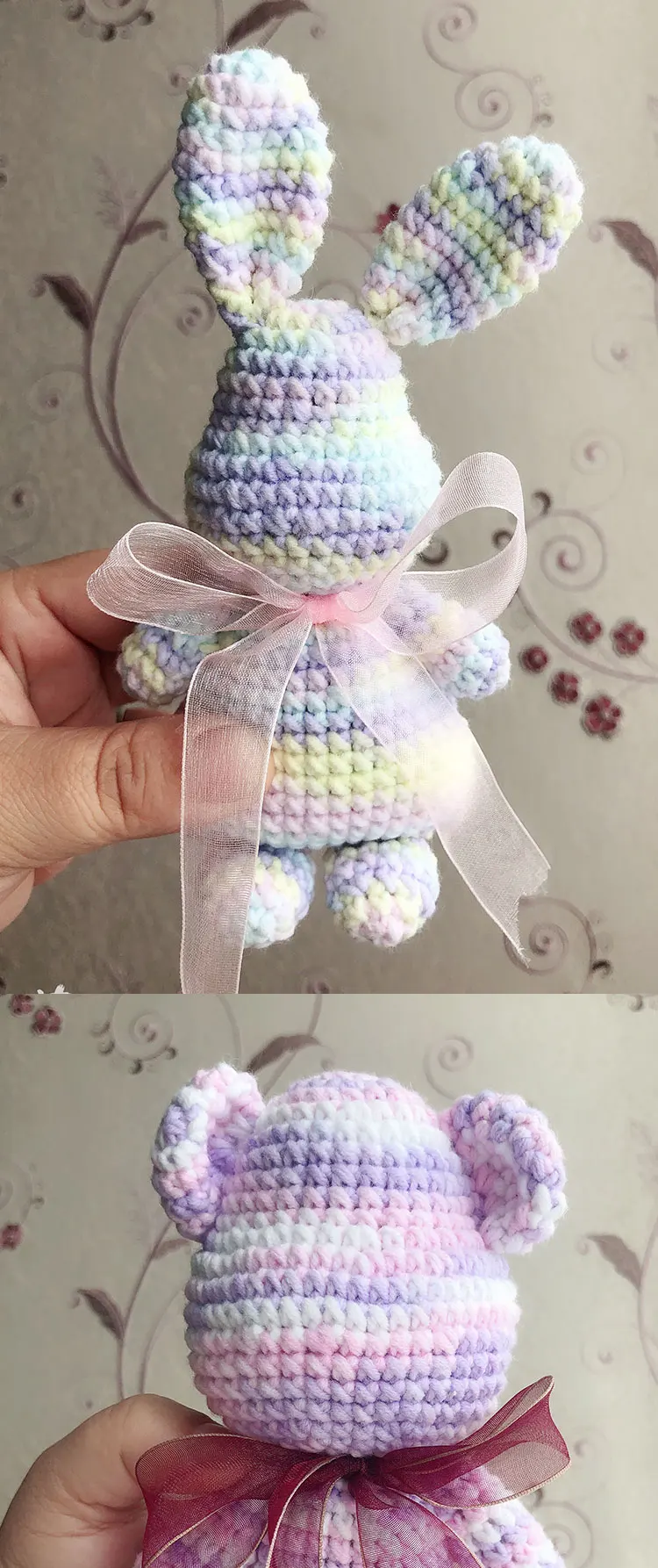 Hand made DIY Crochet rabbit material bag bear rabbit hand dyed milk cotton wool lace yarn flash light material bag