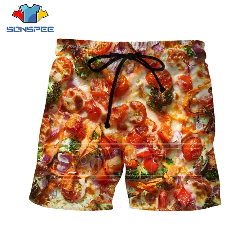 SONSPEE летние новые мужские и женские бекон 3D принт еда Пицца шорты пляжные хип хоп уличные спортивные фитнес Harajuku повседневные штаны S301-5