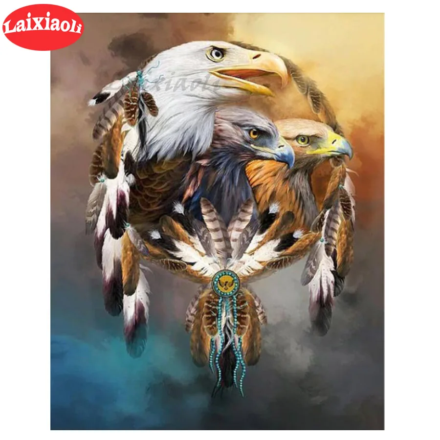 Алмазная вышивка "сделай сам" американские жители индийский человек и Орлан