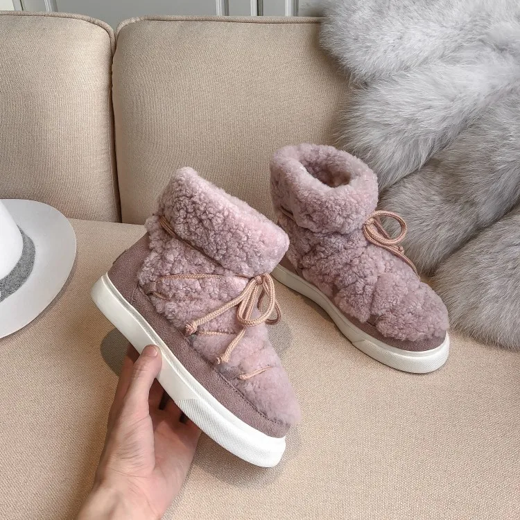 Skup Słodkie kobiety wełniane krowy botki zamszowe damskie duże rozmiary śniegowe buty taniec obuwie kobieta najnowsze mieszkania buty na platformie