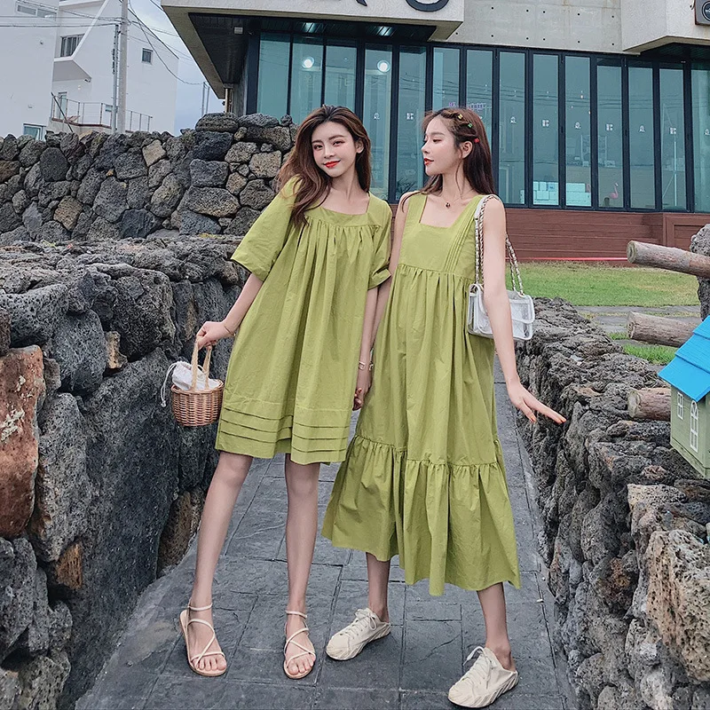 

Very Fairy of Non-mainstream Chubby Women's Elegant Avocado Green Dress Hipster 2019 New Style Summer Code Length Skirt