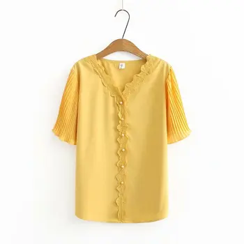 LACE V Neck Chiffon Casual Top