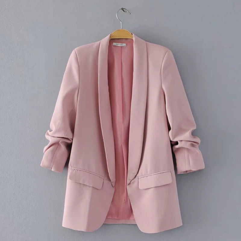 Liva девушка Весна Осень Slim Fit Женские официальные пиджаки офисная работа открытый передний зазубренный Женский блейзер пальто горячая распродажа мода