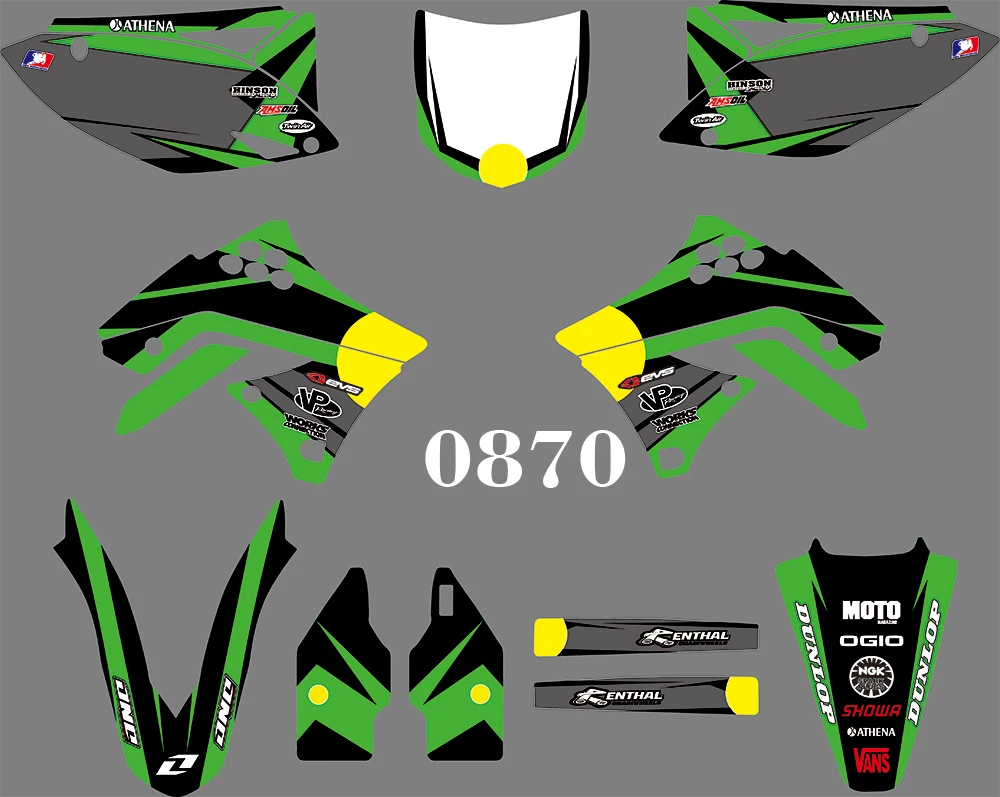 0870 мотоциклетные команды графические и фоны наклейки Наборы для Kawasaki KXF250 2009 2010 2011 2012