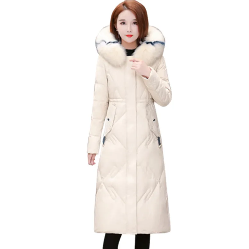 

Женская хлопковая куртка средней длины, зимняя свободная модная женская куртка с меховым воротником и капюшоном, пуховая хлопковая куртка, толстая теплая куртка A137