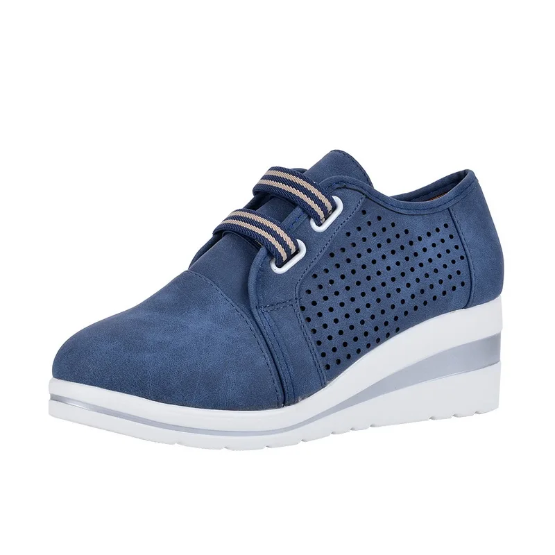 Oeak Flock New High Heel Lady Casual Women Sneakers Leisure Platform Shoes Breathable Height Increasing Shoes Women Flats