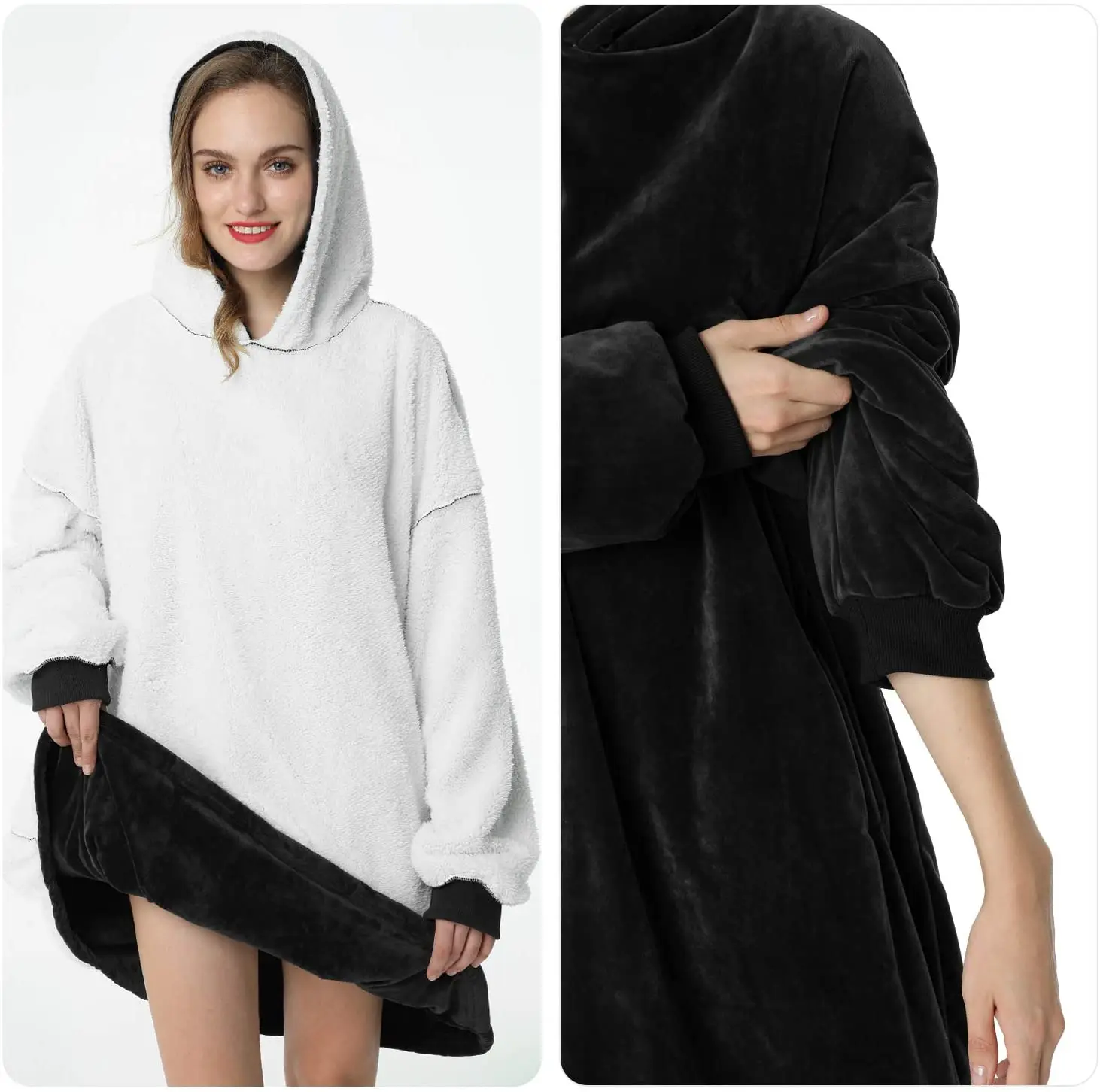 Couverture Sweat à Capuche Surdimensionnée - Sherpa Doux, Grande Poche | Pour Canapé, Télé, Confort Hiver