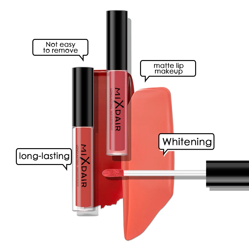 MIXDAIR Matte Lipstick Makeup Lip Stick Waterproof Smooth Lip Tint Long-lasting Lip Gloss Beauty Cosmetics Professional Make Up
