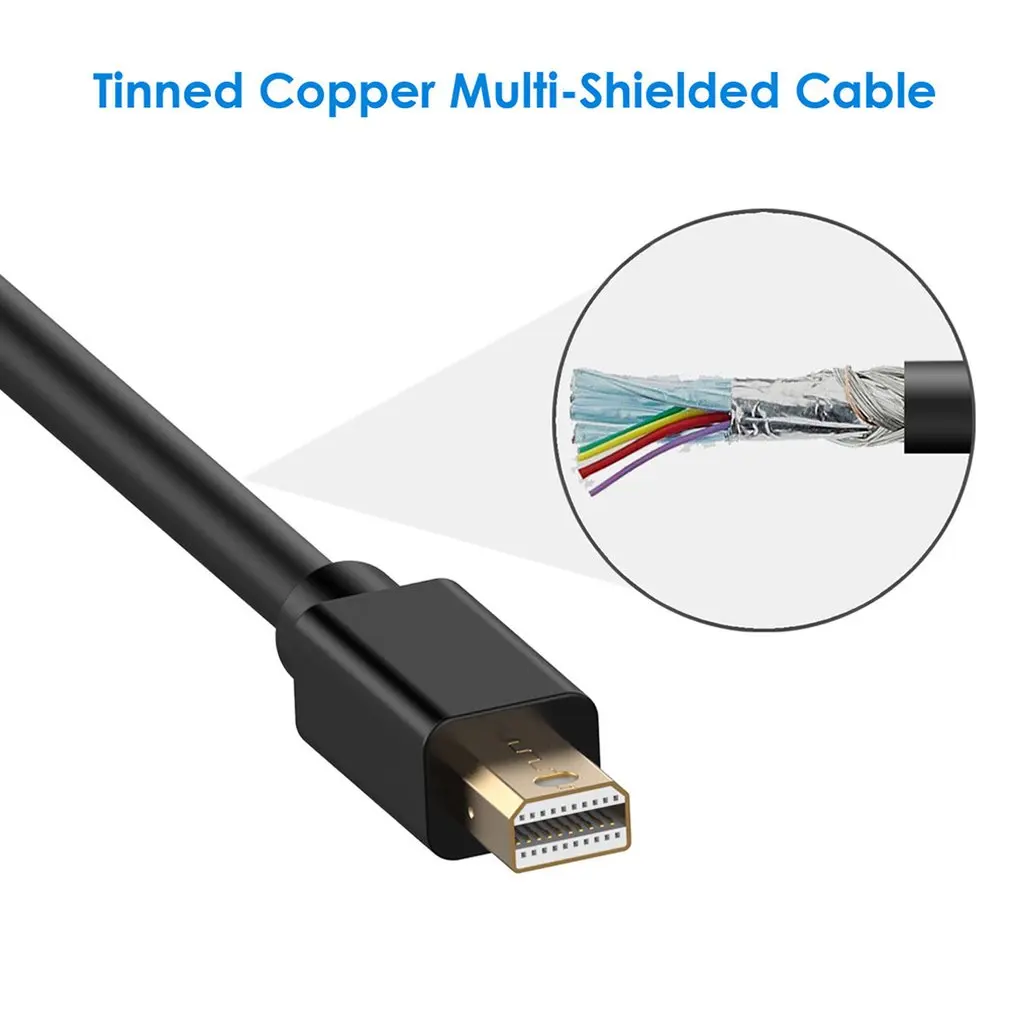 Позолоченный мини-дисплей порт(Mini DP) к кабелю DVI порт Thunderbolt совместимый