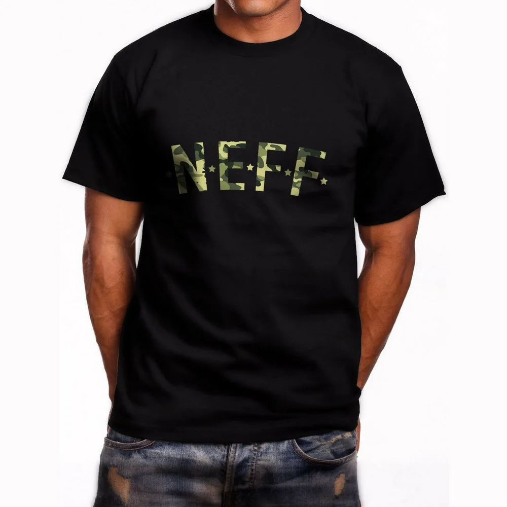 Новые мужские черные футболки с коротким рукавом и камуфляжным логотипом Neff