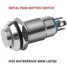 

IP65 8mm mini metal push button switch on off momentary high head switch 3v 12v led illuminated push button 1 no switch