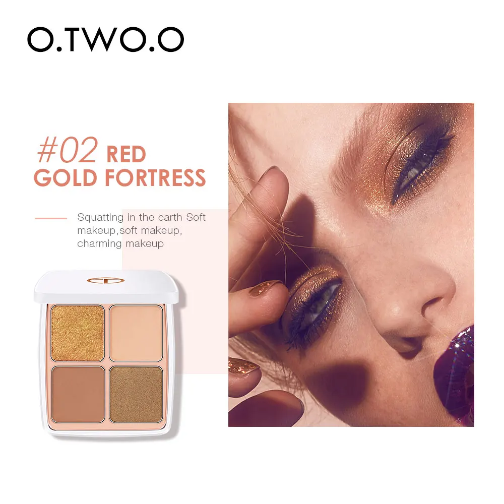 O. TWO. O, 4 цвета, матовые мерцающие тени с эффектом блеска, палитра теней для век, цветной рисунок, марокканские тени для век, косметика, тени для век - Цвет: 1003-02