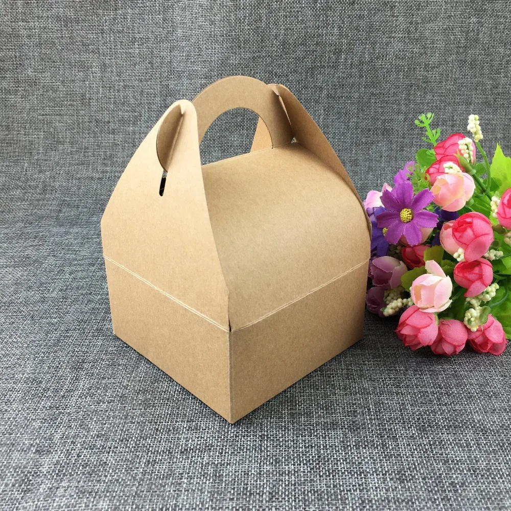 

50pcs/lot Retro Mini Kraft Paper Box,DIY Wedding Gift Favor Boxes,Party Candy Box,Mini Single Cake Box Packaging